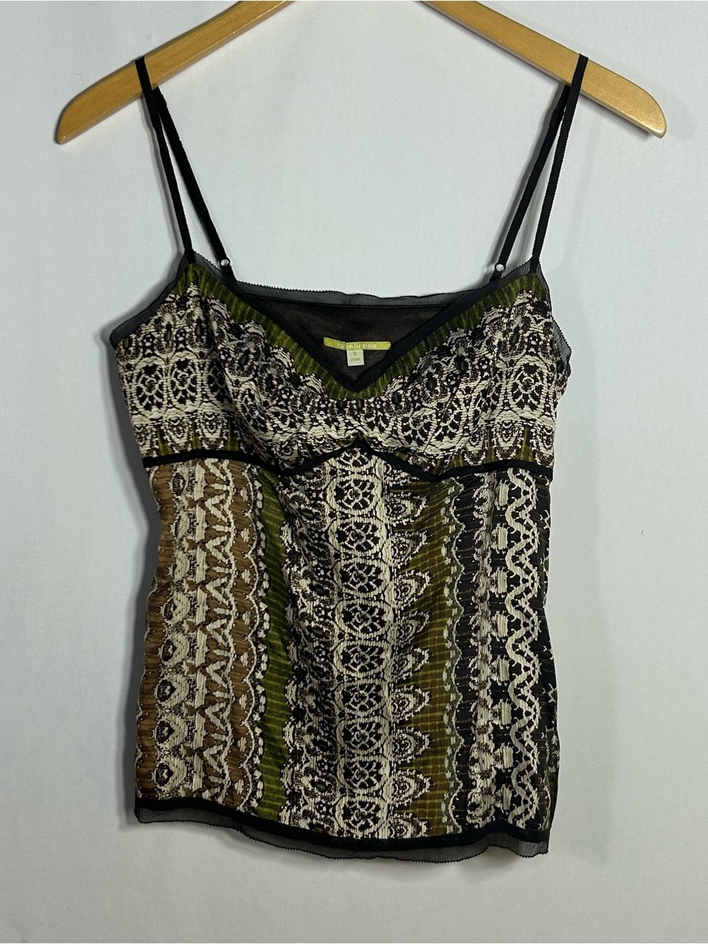 Gianni Bini Silk Cami Tank Top Sz 8 Boho Spaghetti Strap Adjustable Medium